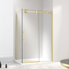 Brushed Gold Side Panel Thick Clear Glass Shower Enclosure