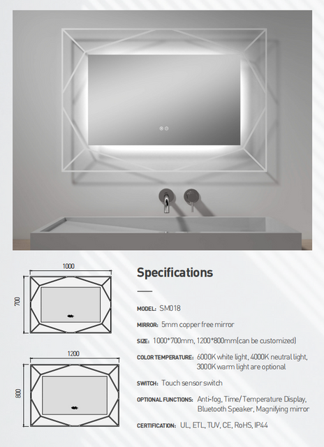  Transparent Border Great Design Suitable Led Mirror