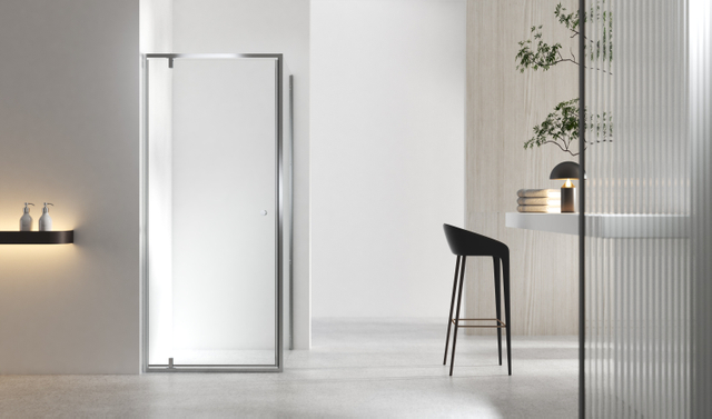 Hot-Sale Chrome Finished Pivot Door With Smart Handle