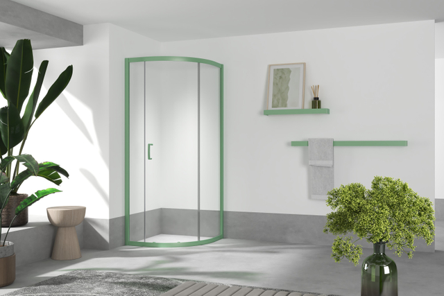 Single Door Macaron Color Aluminium Frame Quadrant Sliding Shower Enclosure