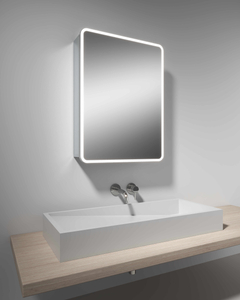 Smart Design Single Door Round Corner Wall Mounted LED Mirror Cabinet Mirror