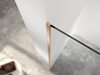 Walk-in shower panel with brushed copper finished stainless steel bracket