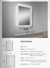 Temper Glass Anti-fog Rectangle LED Bathroom Mirror