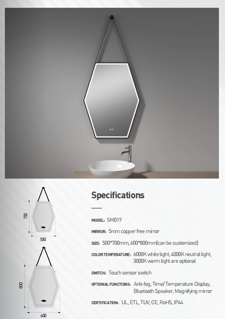 Anti-fog Irregular Touch Sensor LED Bathroom Mirror