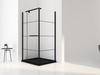 Black Frame With Black Grid Pivot Shower Door 