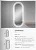 Oval Design Temper Glass Sensor LED Bathroom Mirror