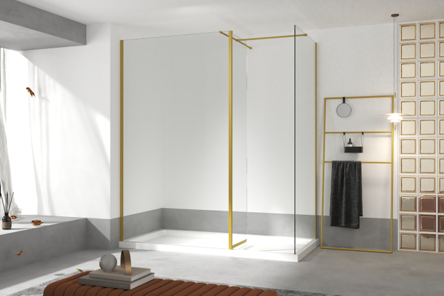 Novel Design Macaron Walk-in Shower panel with double bracket