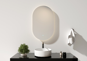 Modern Hot Sales Oval Backlit LED Light Mirror 3 Color Illuminated Wall Mount Touch Screen LED Bathroom Mirror for Home/Hotel